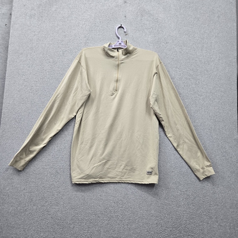 XGO Men Sweatshirt M Beige Acclimate Dry 1/4 Zip Tactical Mock Neck Long Sleeve
